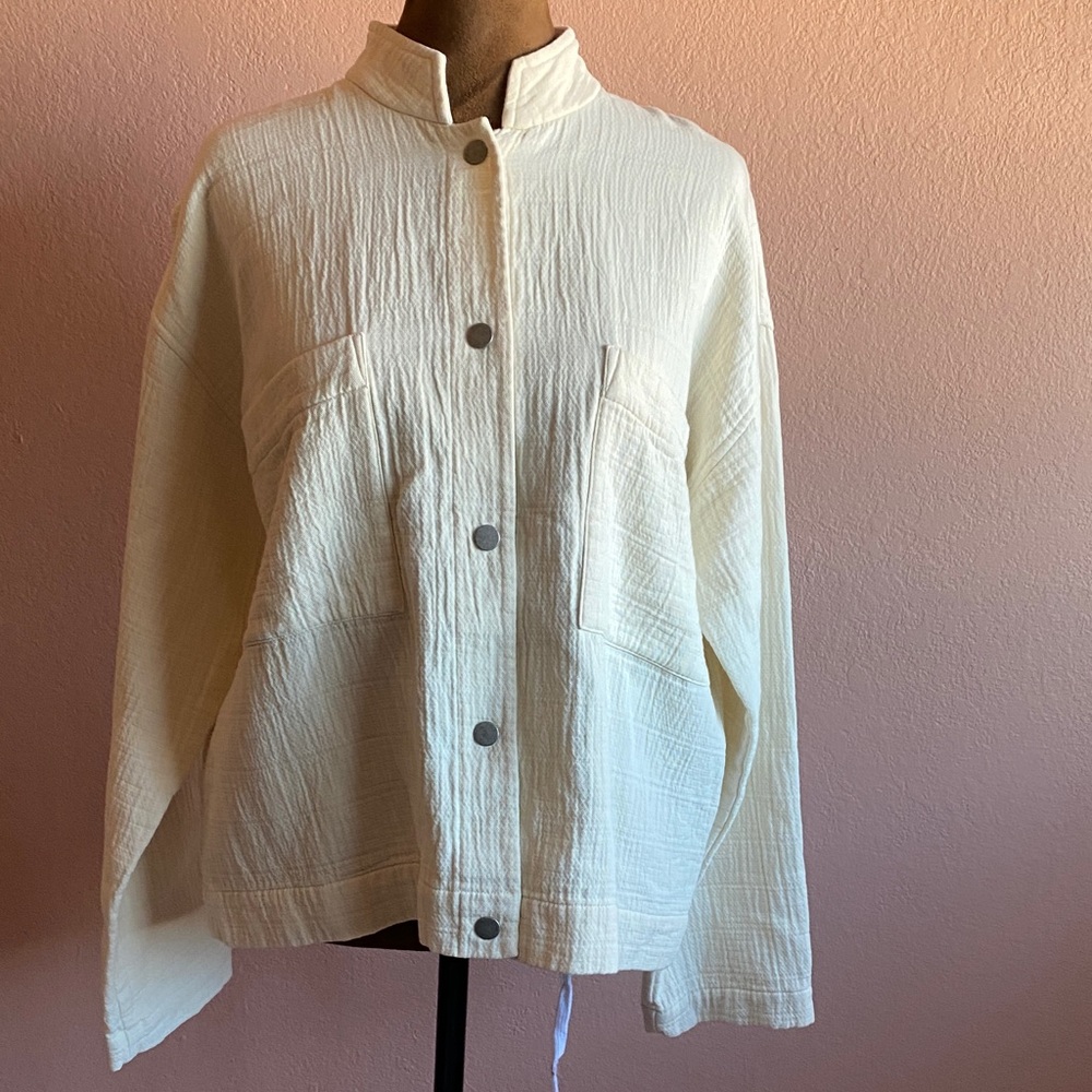 EILEEN FISHER 100% Cotton Cream Utility Jacket - Picture 2 of 9